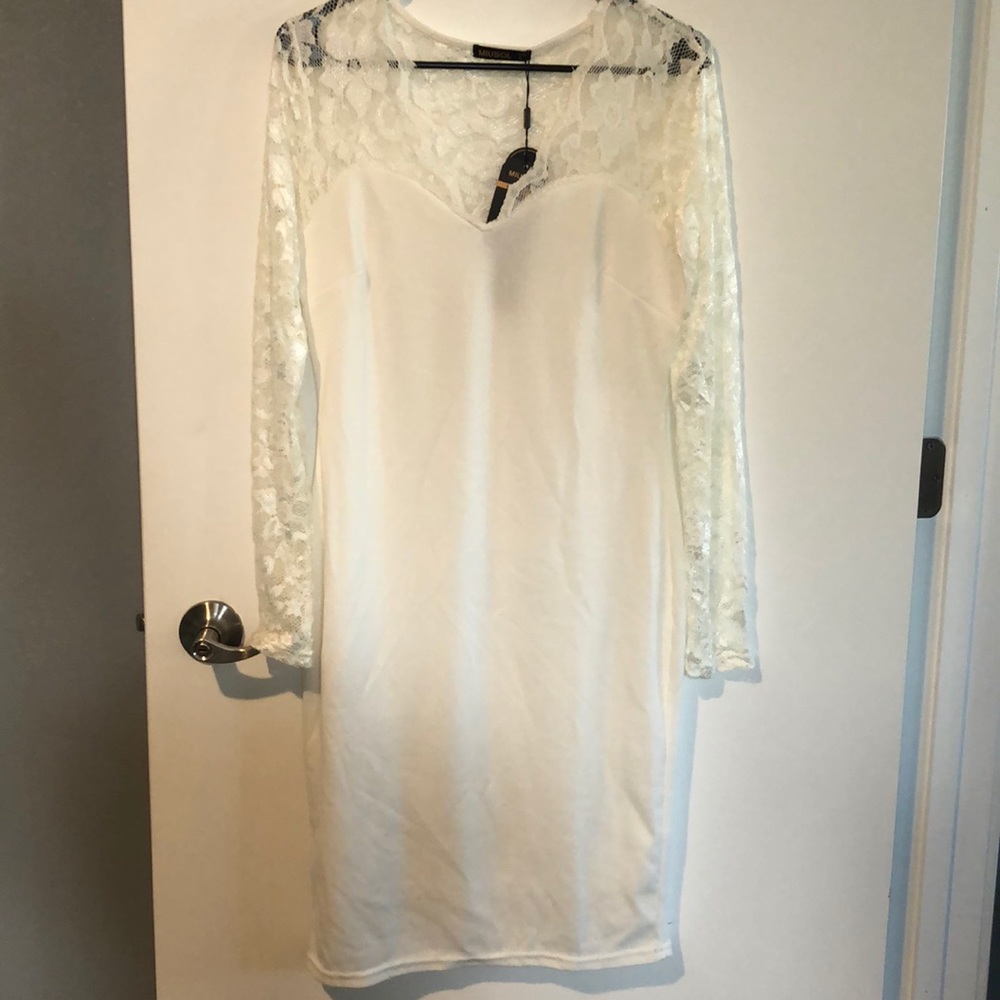 White Dress with White Lace Detail